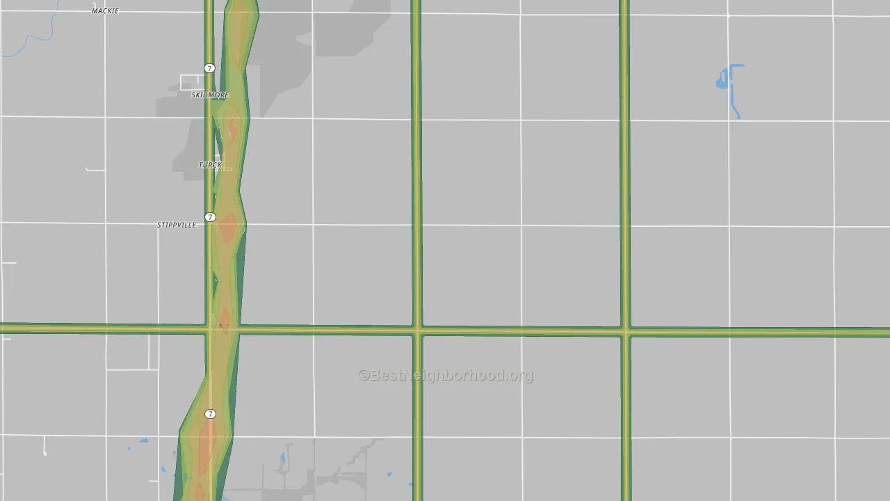 Turck, KS Map of Noise Levels in Turck