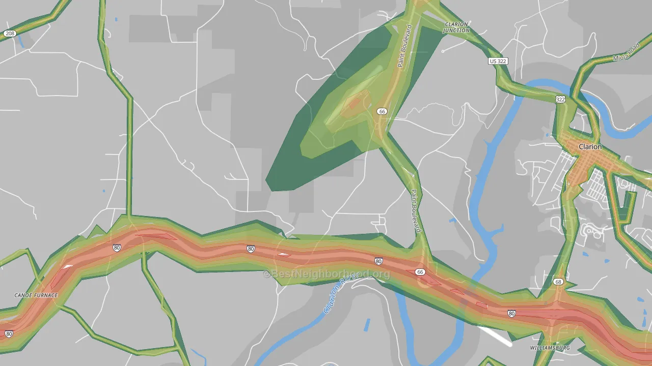 Turkey City, PA Map of Noise Levels in Turkey City