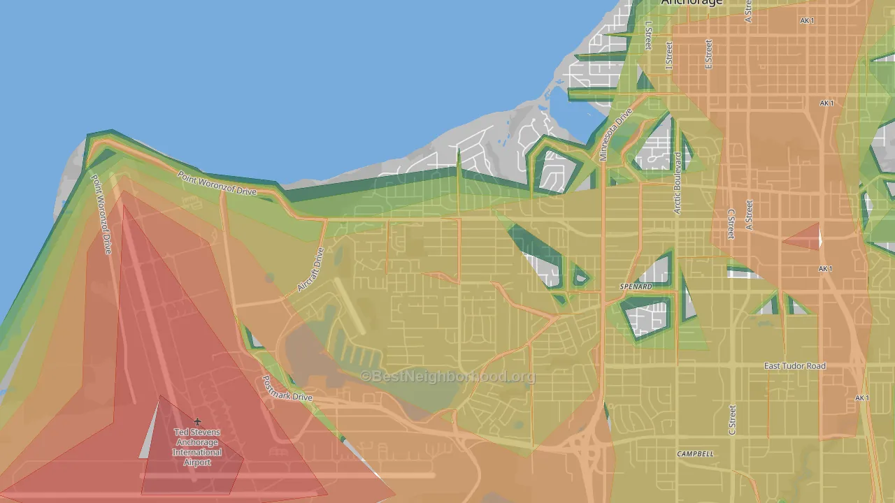 Turnagain, Anchorage, AK Map of Noise Levels in Turnagain