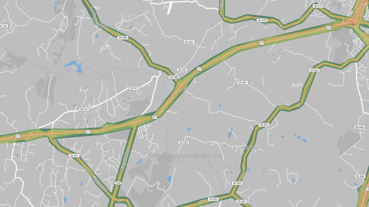 Turnbull, VA Map of Noise Levels in Turnbull