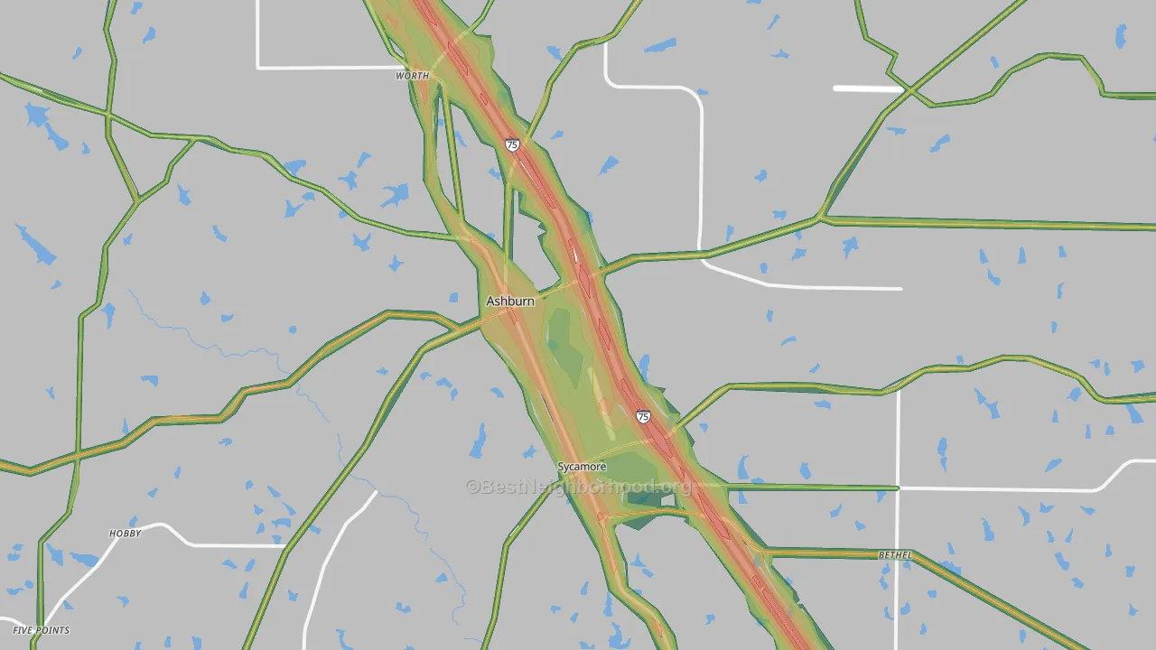 Turner County, GA Map of Noise Levels in Turner County