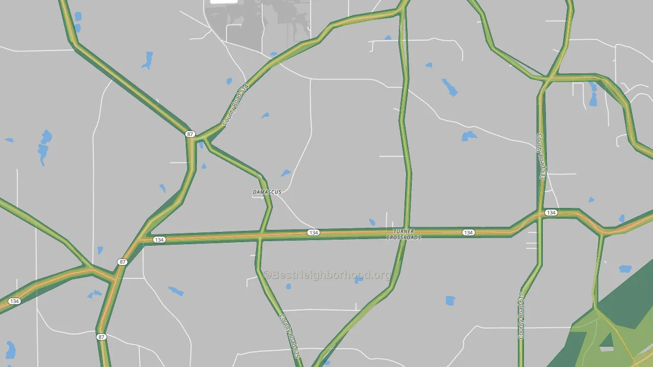 Turner Crossroads, AL Map of Noise Levels in Turner Crossroads