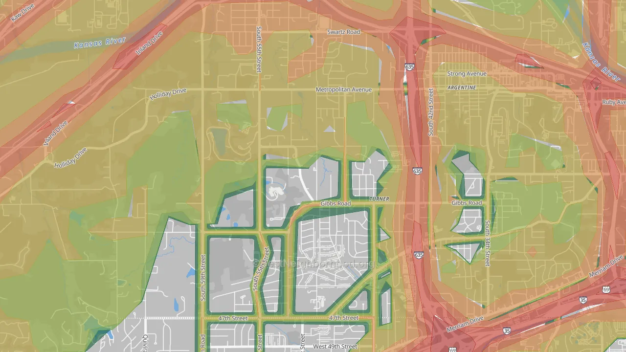 Turner, Kansas City, KS Map of Noise Levels in Turner
