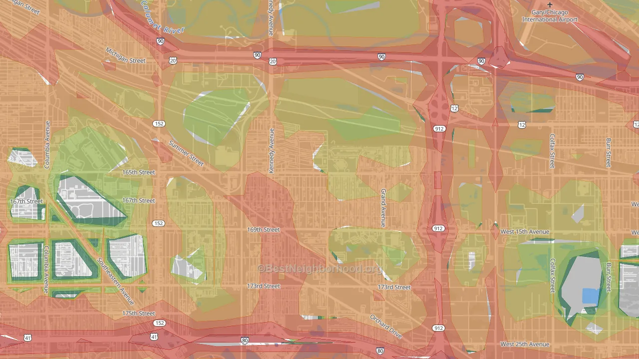 Turner-Meyn Park, Hammond, IN Map of Noise Levels in Turner-Meyn Park
