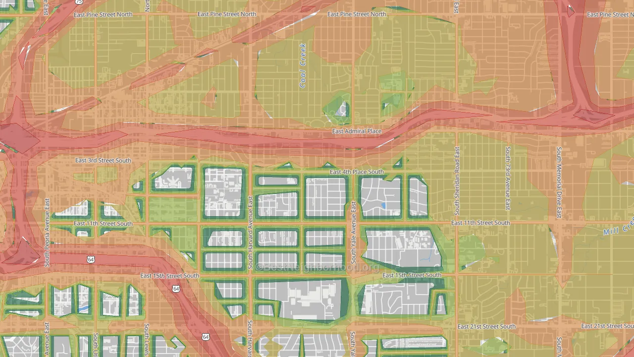 Turner Park, Tulsa, OK Map of Noise Levels in Turner Park
