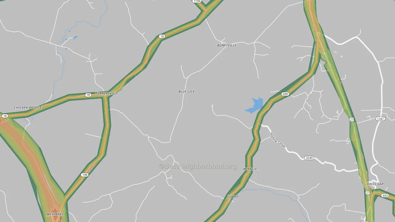 Turnersville, KY Map of Noise Levels in Turnersville