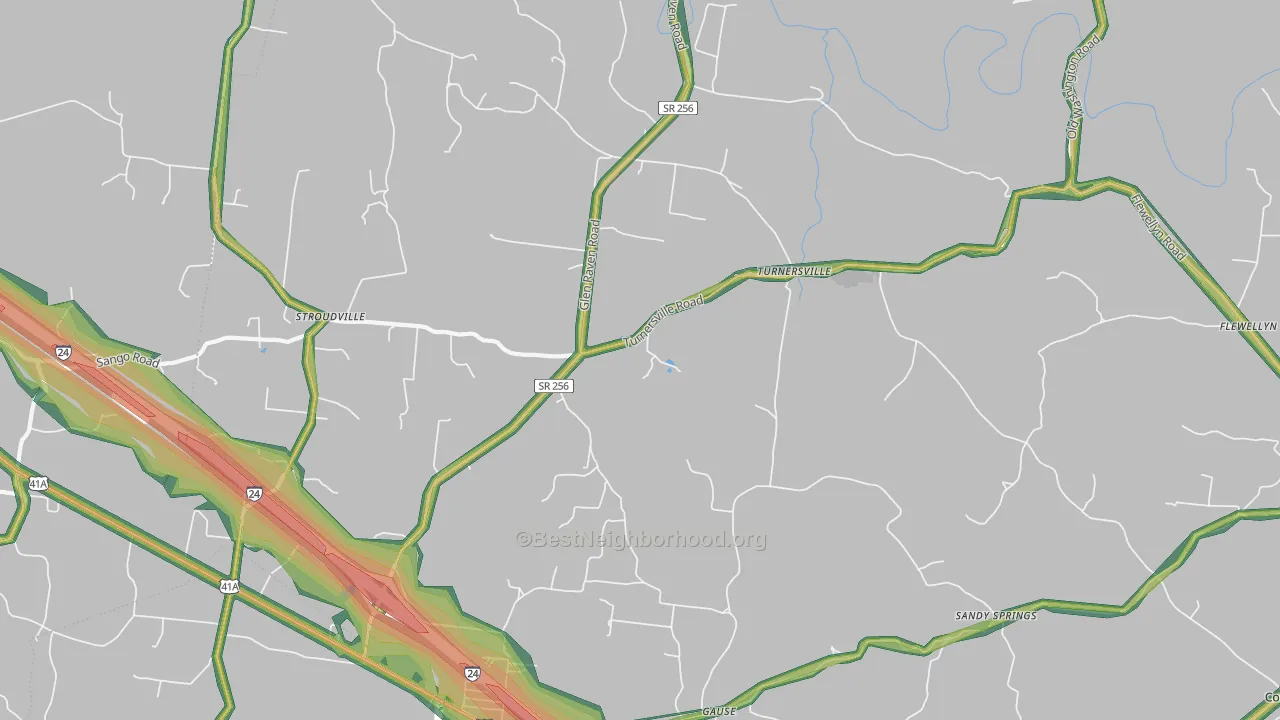 Turnersville, TN Map of Noise Levels in Turnersville