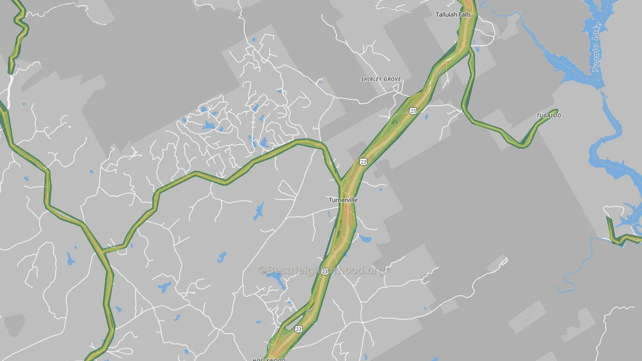 Turnerville, GA Map of Noise Levels in Turnerville
