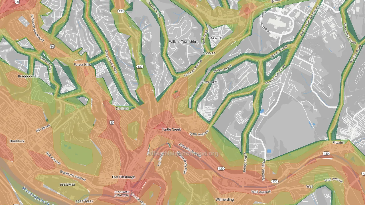 Turtle Creek, PA Map of Noise Levels in Turtle Creek