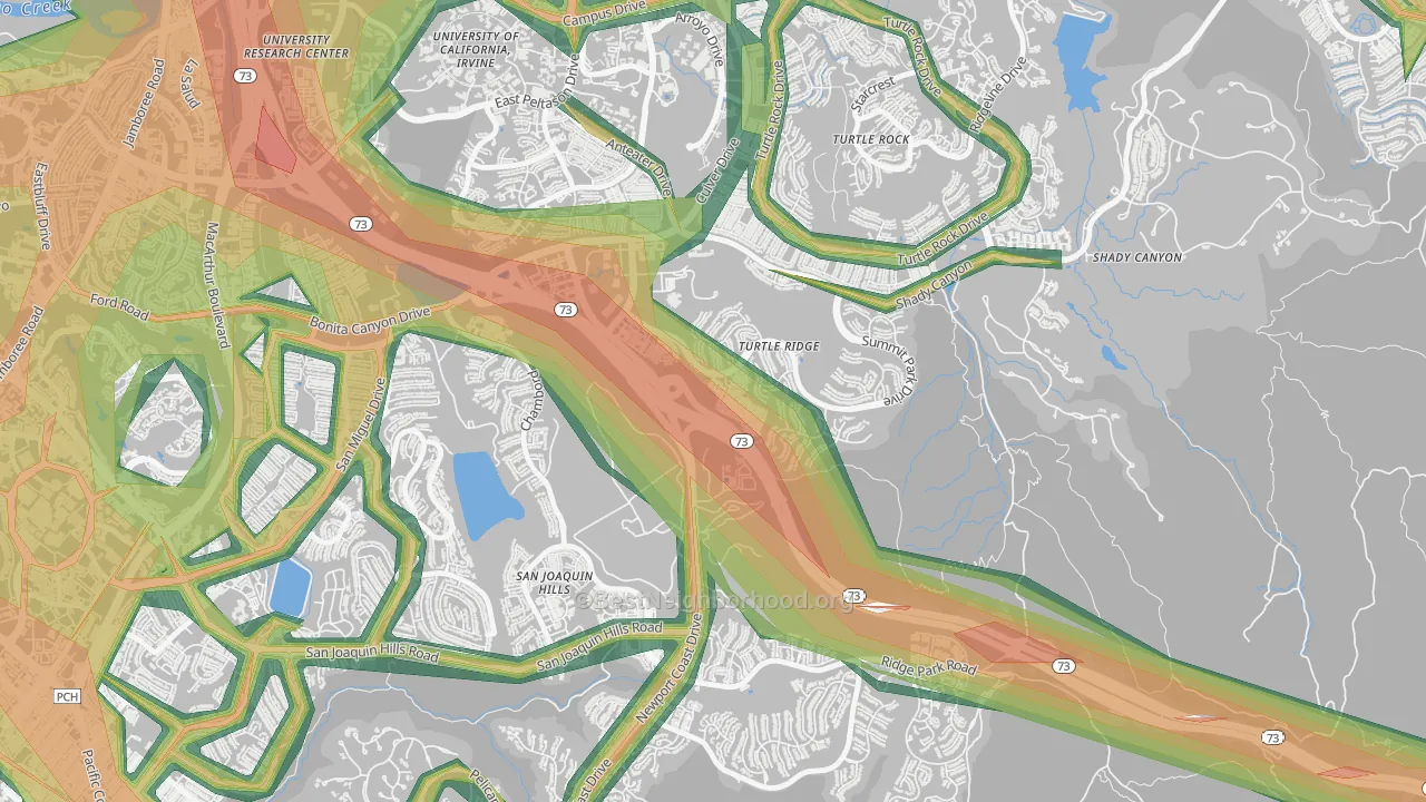 Turtle Ridge, Irvine, CA Map of Noise Levels in Turtle Ridge