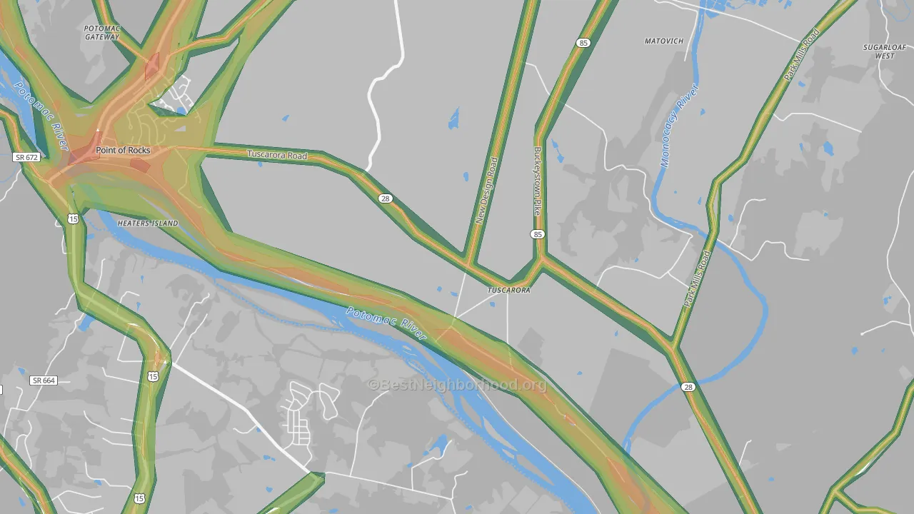 Tuscarora, MD Map of Noise Levels in Tuscarora