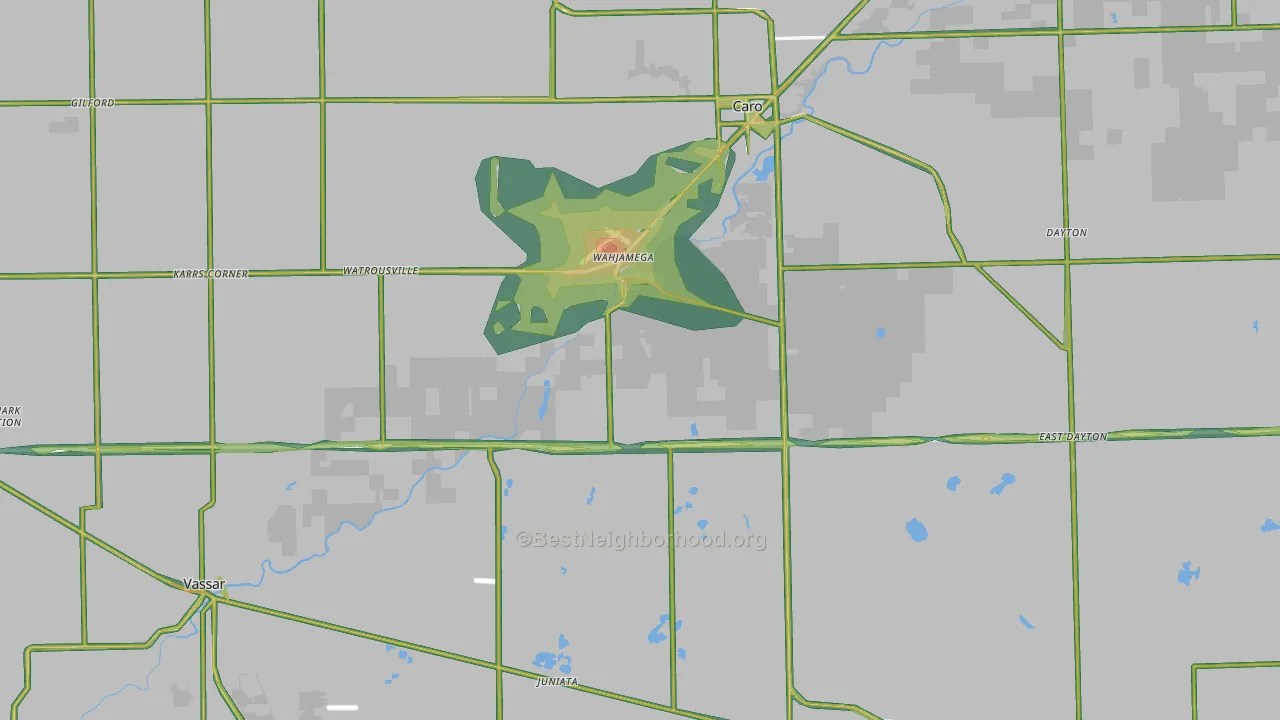 Tuscola County, MI Map of Noise Levels in Tuscola County