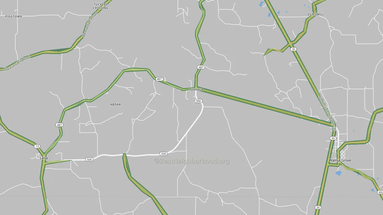 Tuscola, MS Map of Noise Levels in Tuscola