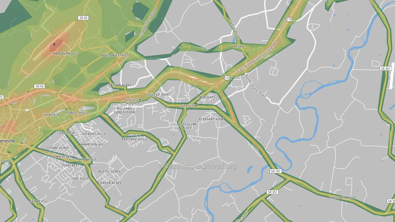 Tusculum, TN Map of Noise Levels in Tusculum