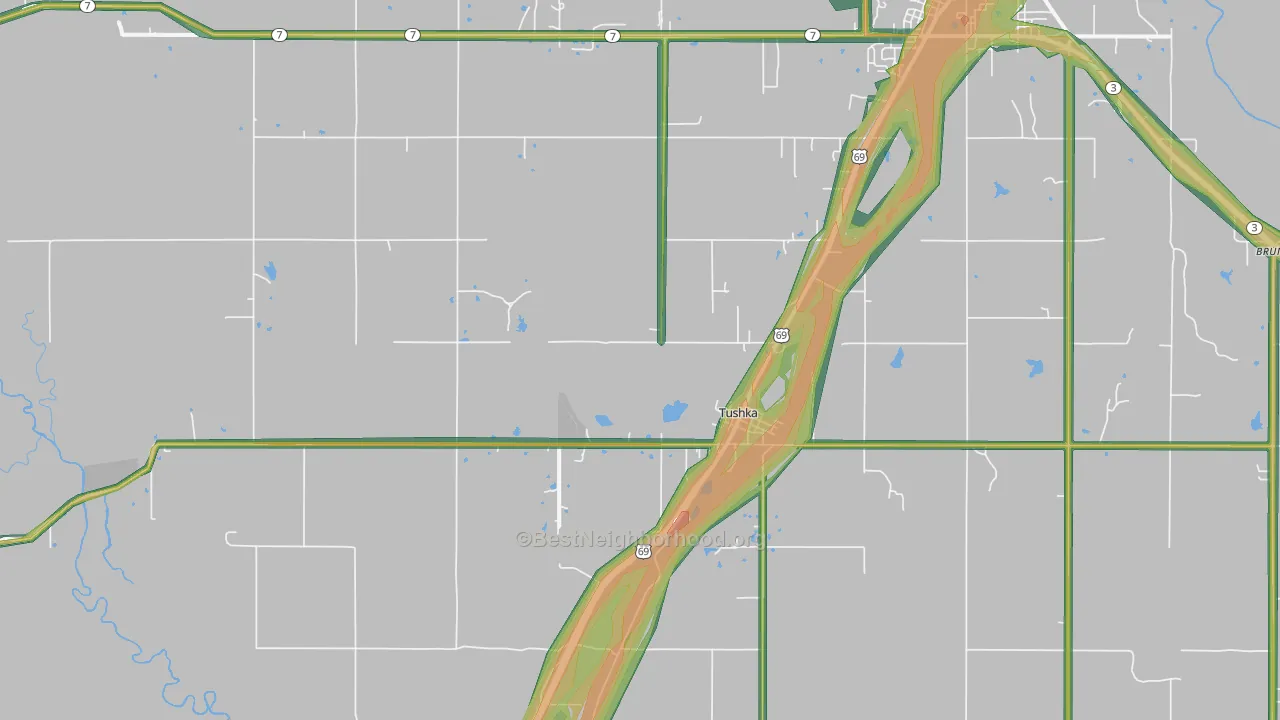 Tushka, OK Map of Noise Levels in Tushka