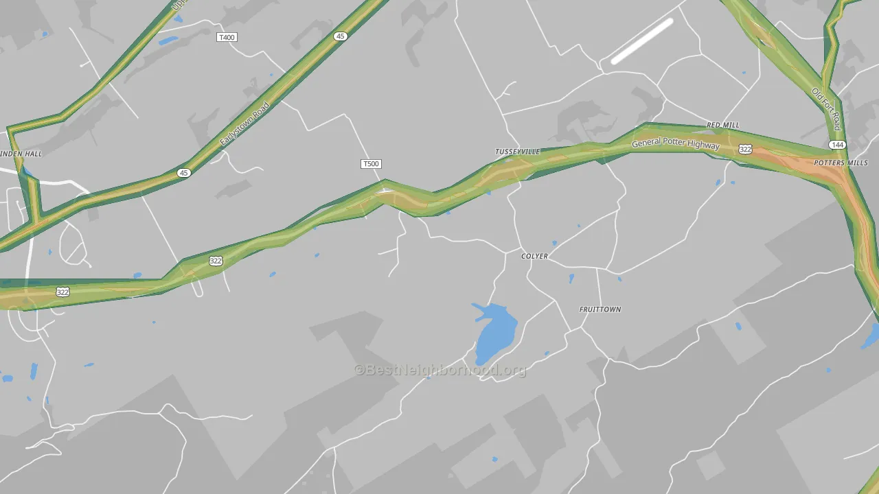 Tusseyville, PA Map of Noise Levels in Tusseyville