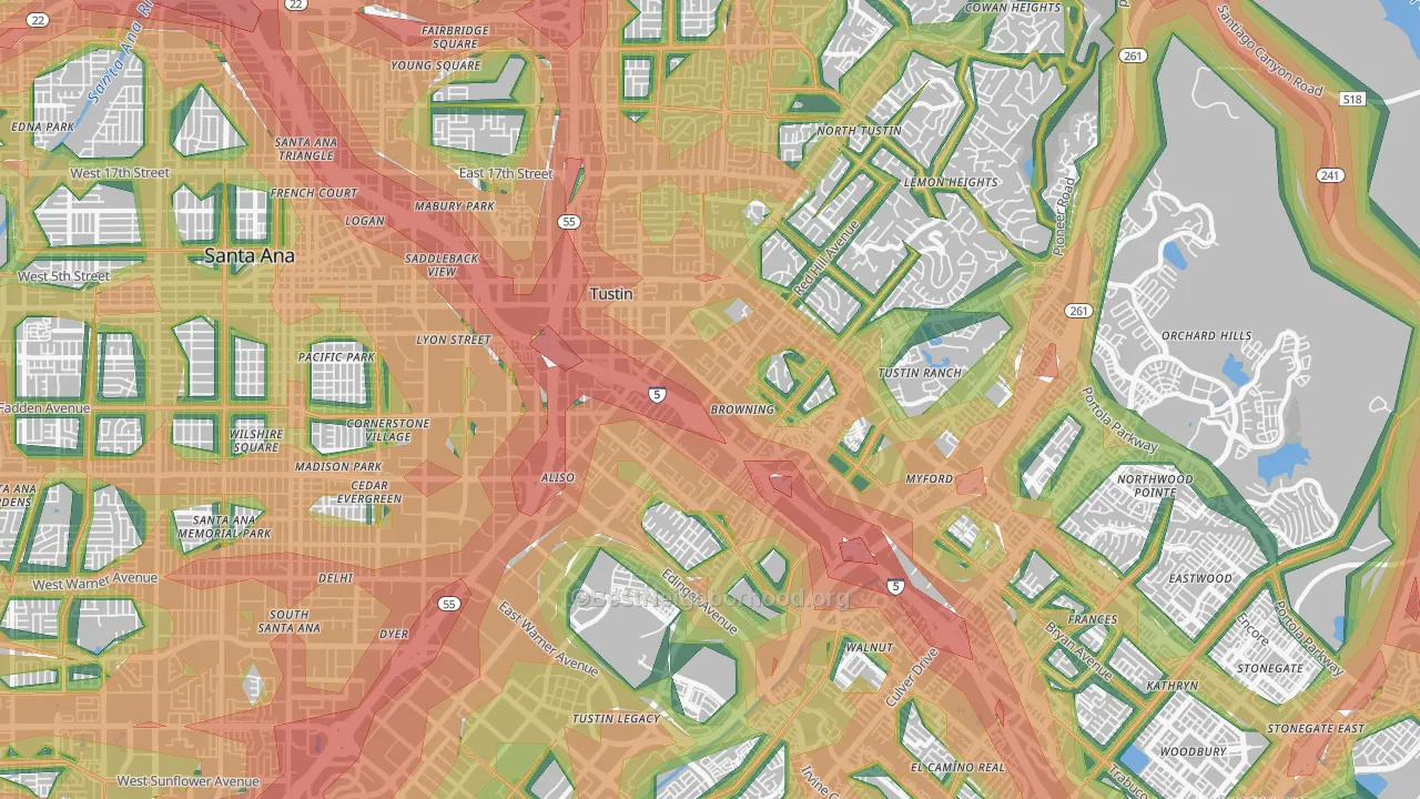 Tustin, CA Map of Noise Levels in Tustin
