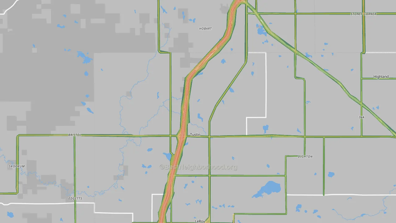 Tustin, MI Map of Noise Levels in Tustin