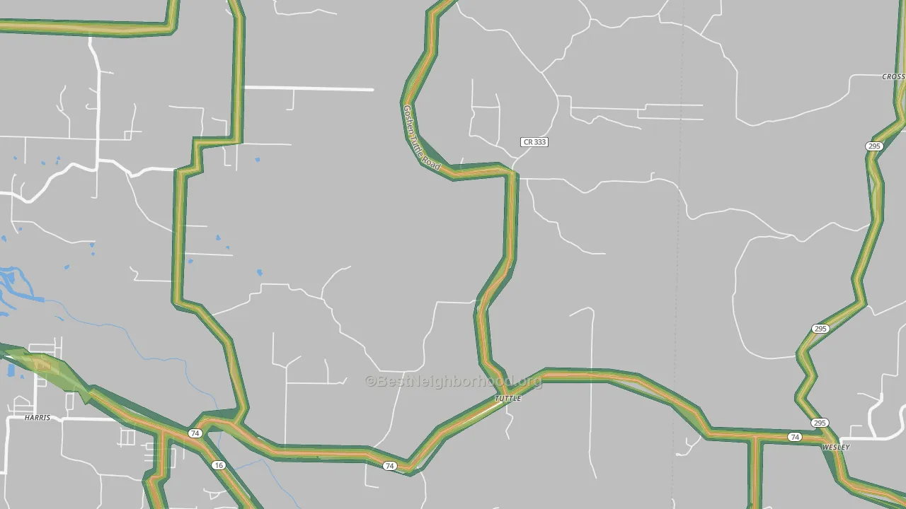 Tuttle, AR Map of Noise Levels in Tuttle