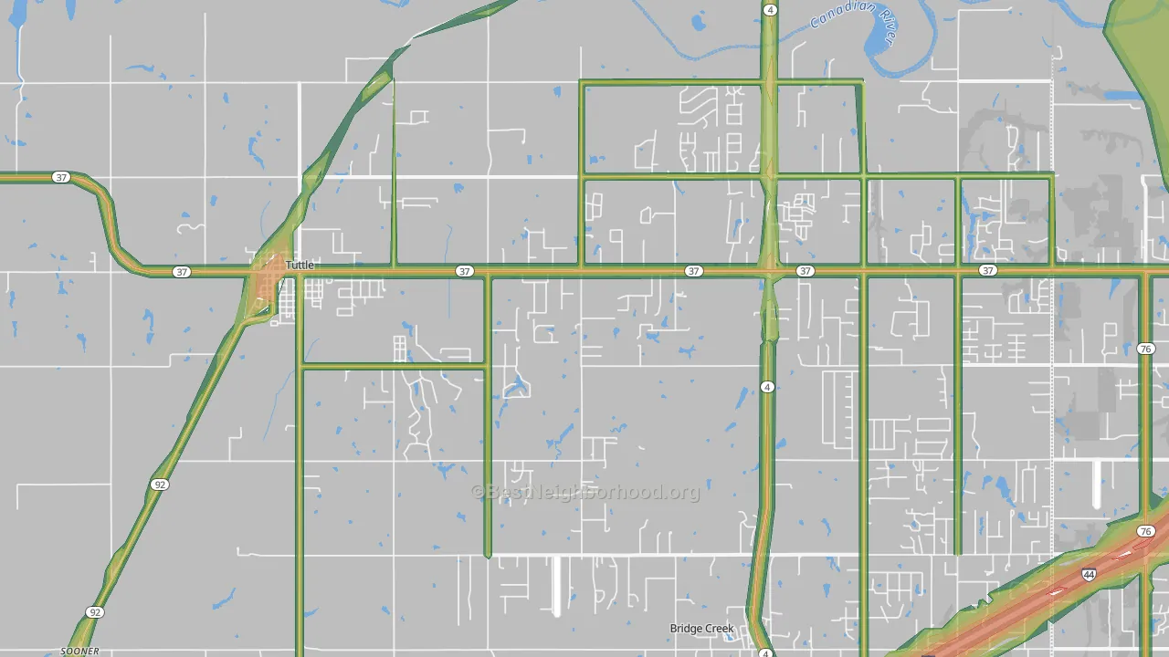 Tuttle, OK Map of Noise Levels in Tuttle