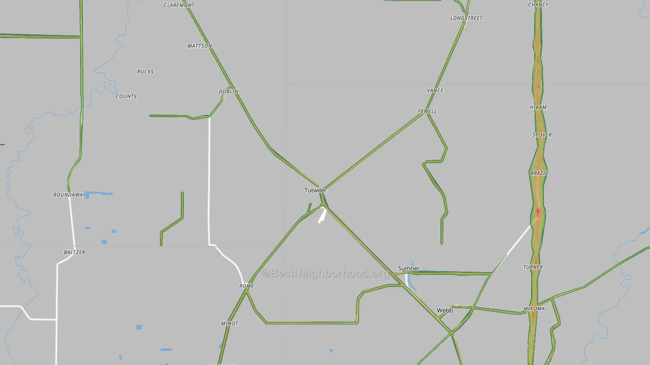 Tutwiler, MS Map of Noise Levels in Tutwiler