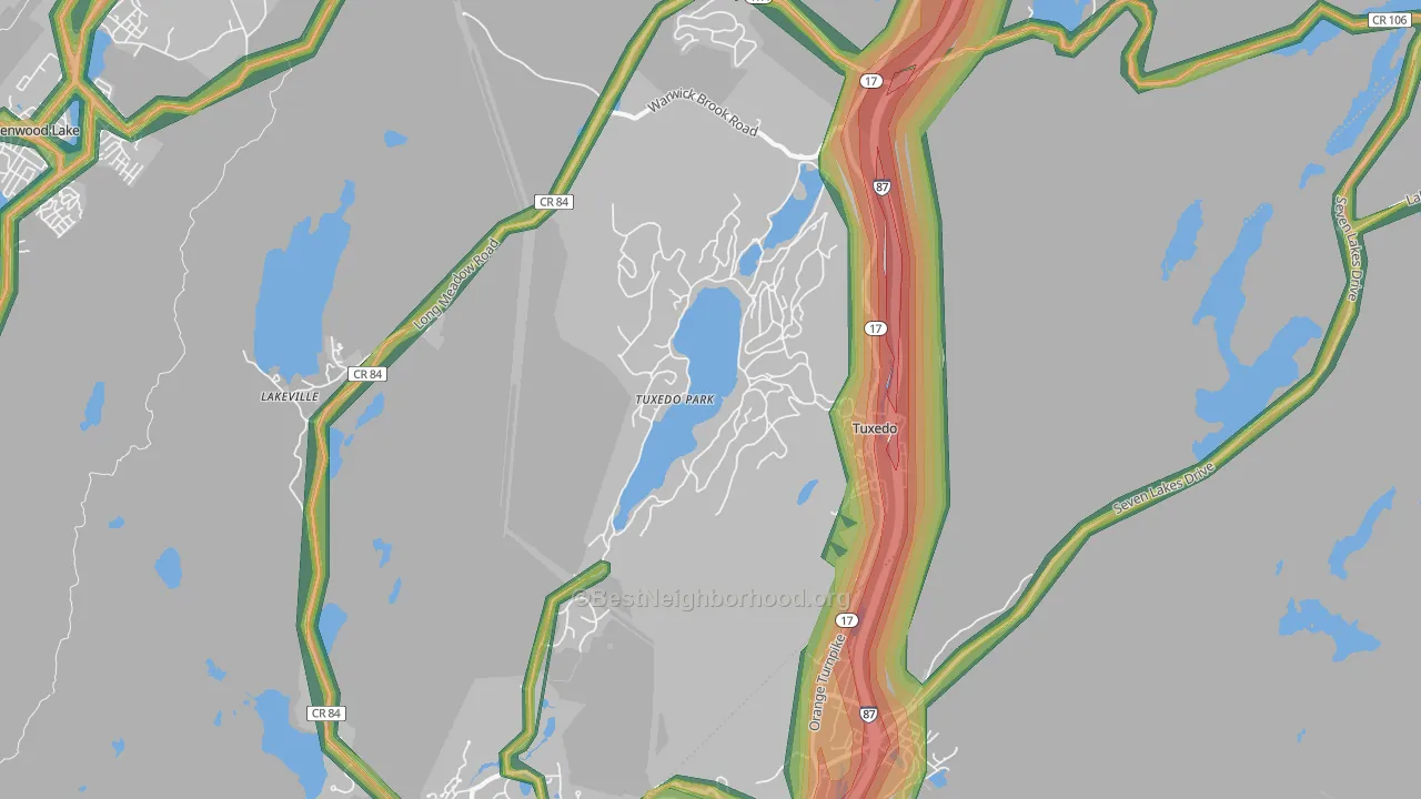 Tuxedo Park, NY Map of Noise Levels in Tuxedo Park