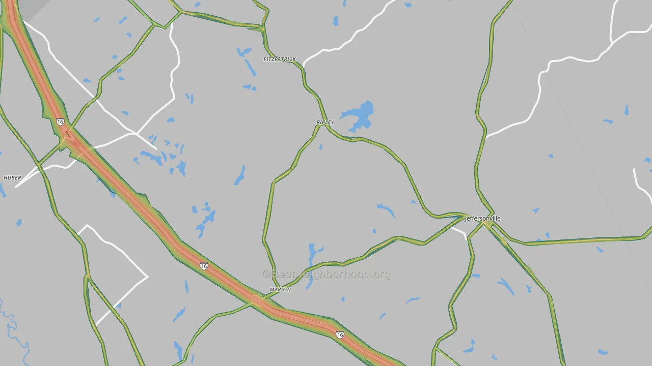 Twiggs County, GA Map of Noise Levels in Twiggs County