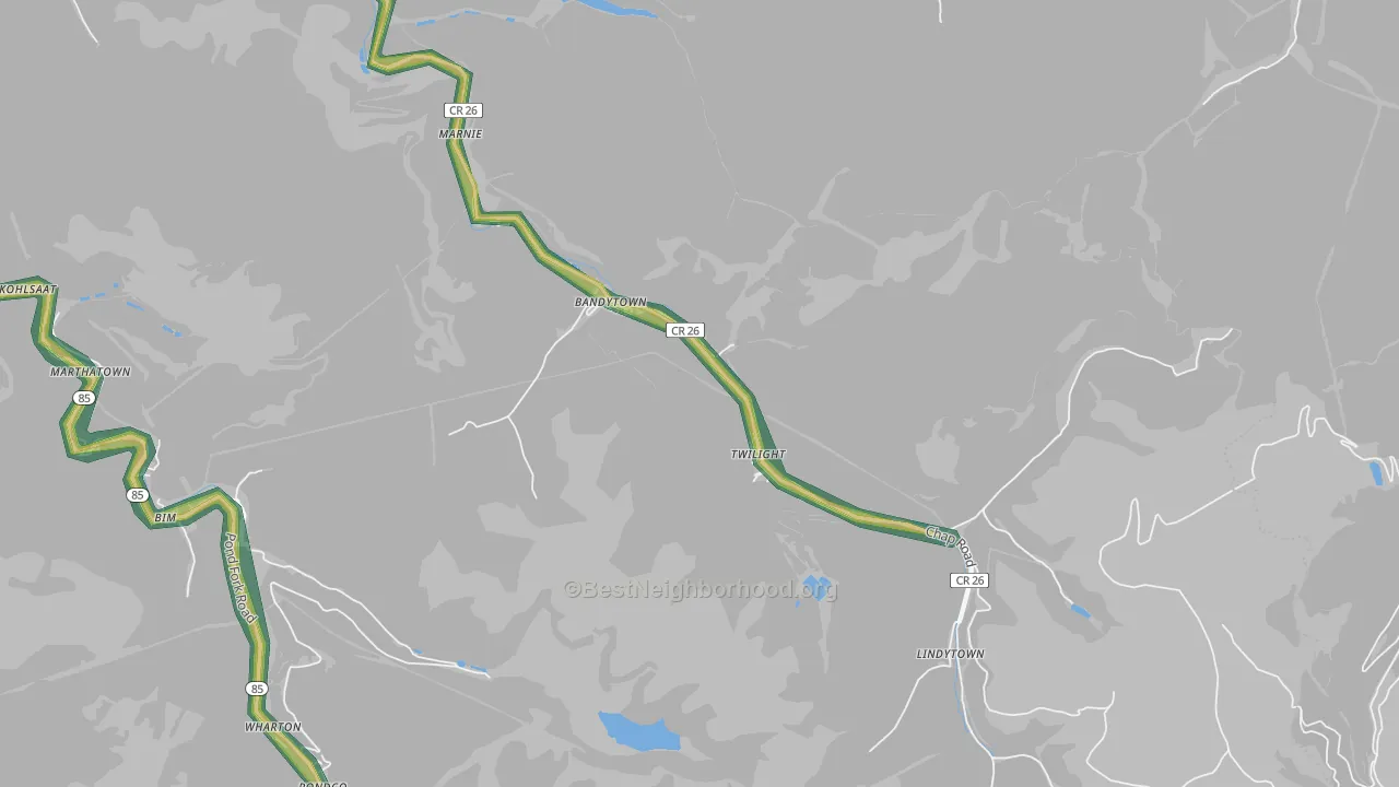 Twilight, WV Map of Noise Levels in Twilight