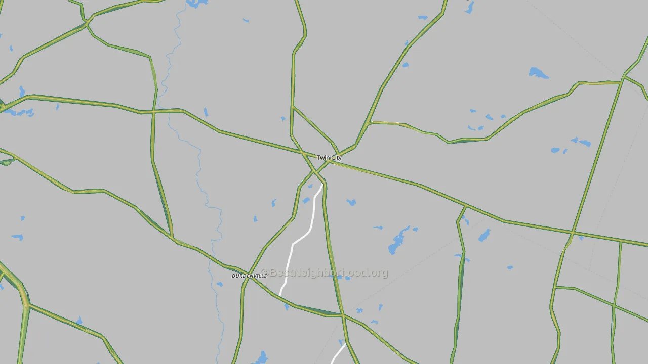 Twin City, GA Map of Noise Levels in Twin City