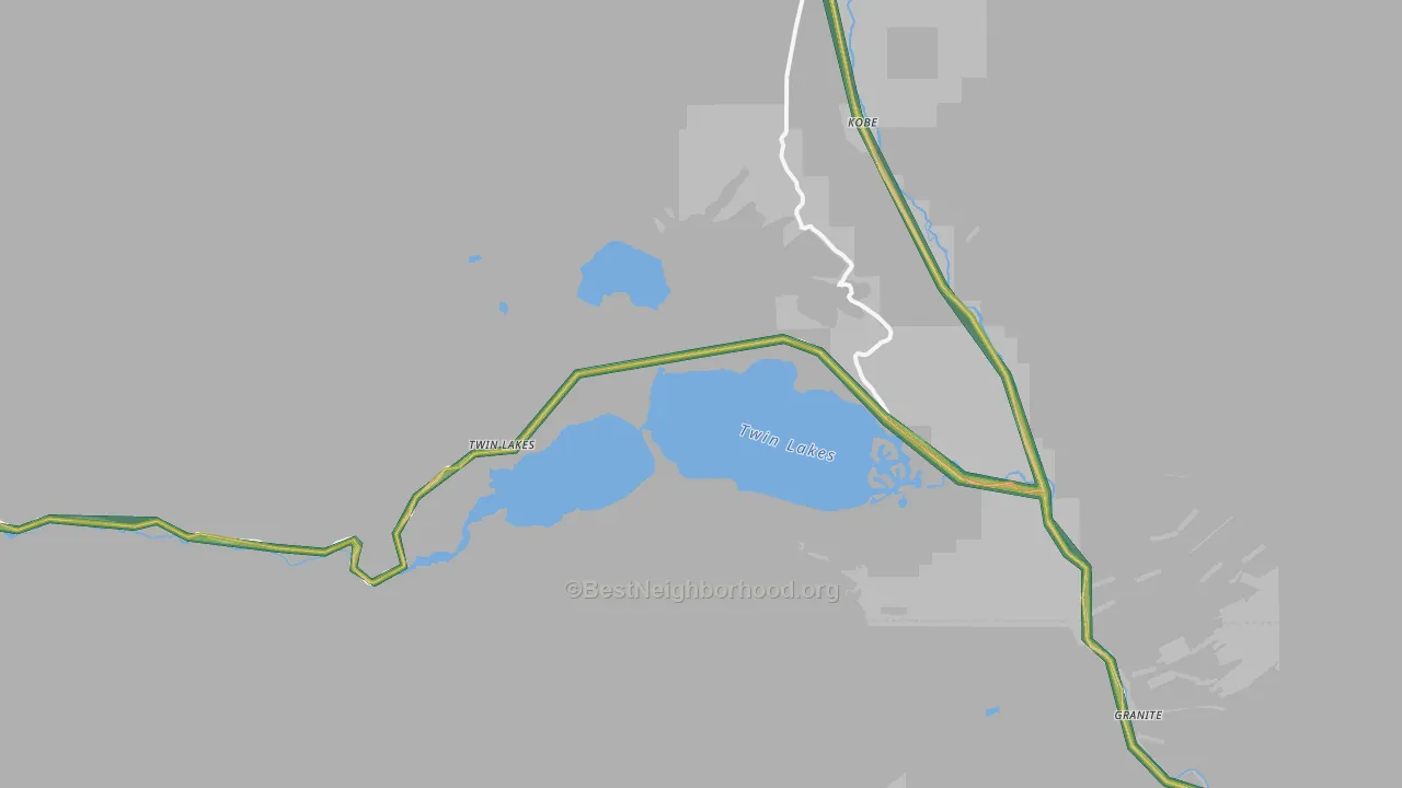 Twin Lakes, CO Map of Noise Levels in Twin Lakes