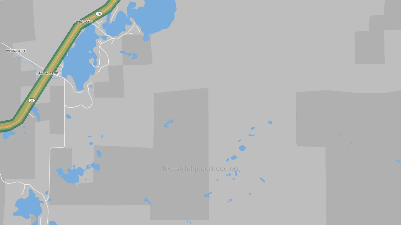 Twin Lakes, MI Map of Noise Levels in Twin Lakes