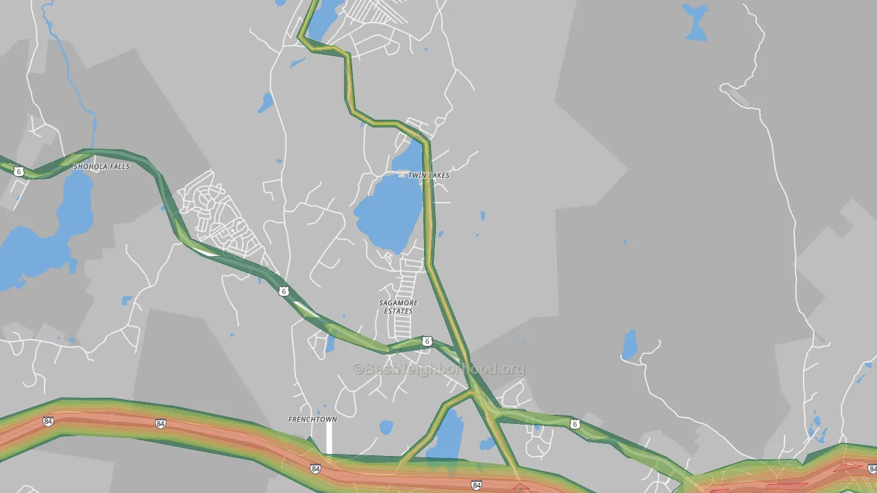 Twin Lakes, PA Map of Noise Levels in Twin Lakes