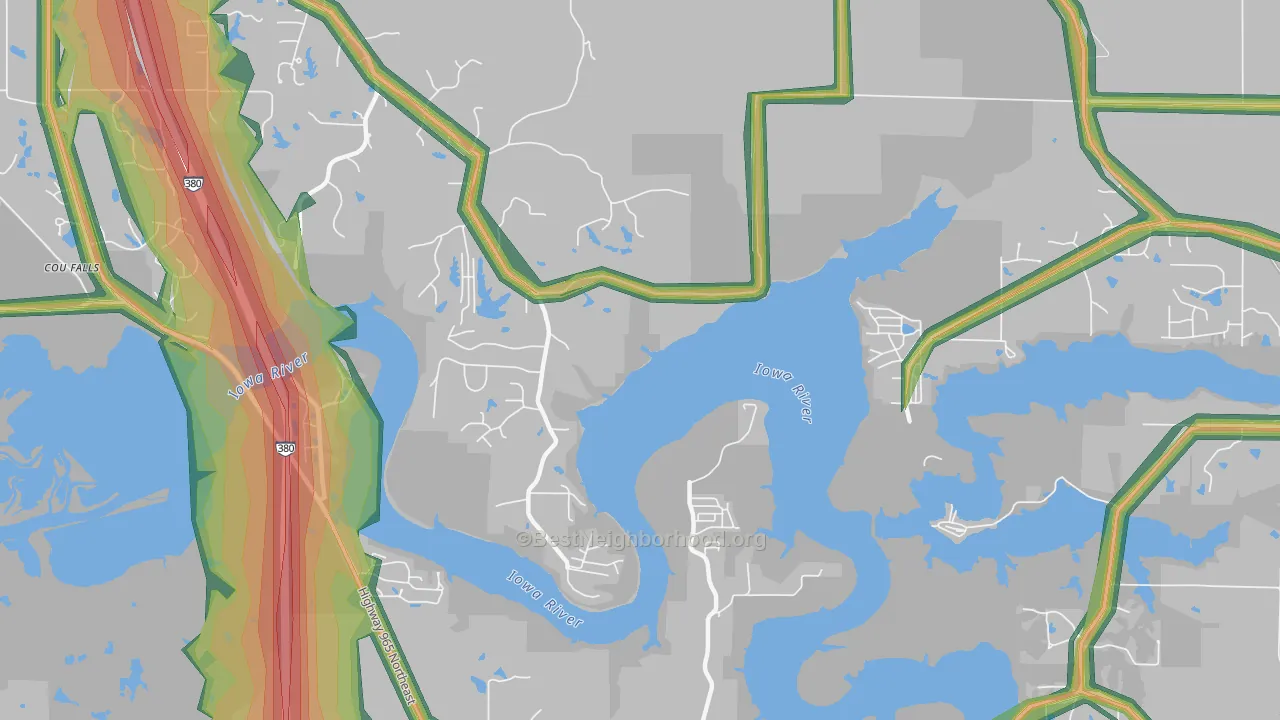 Twin View Heights, IA Map of Noise Levels in Twin View Heights