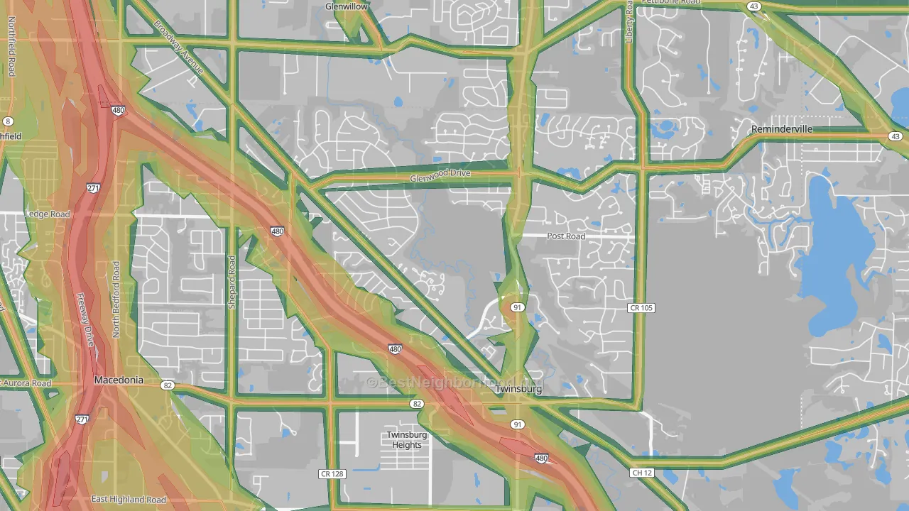 Twinsburg, OH Map of Noise Levels in Twinsburg