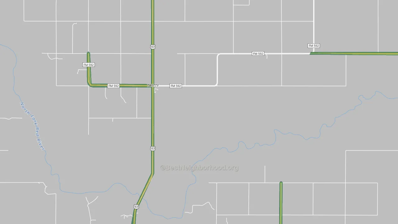 Twitty, TX Map of Noise Levels in Twitty