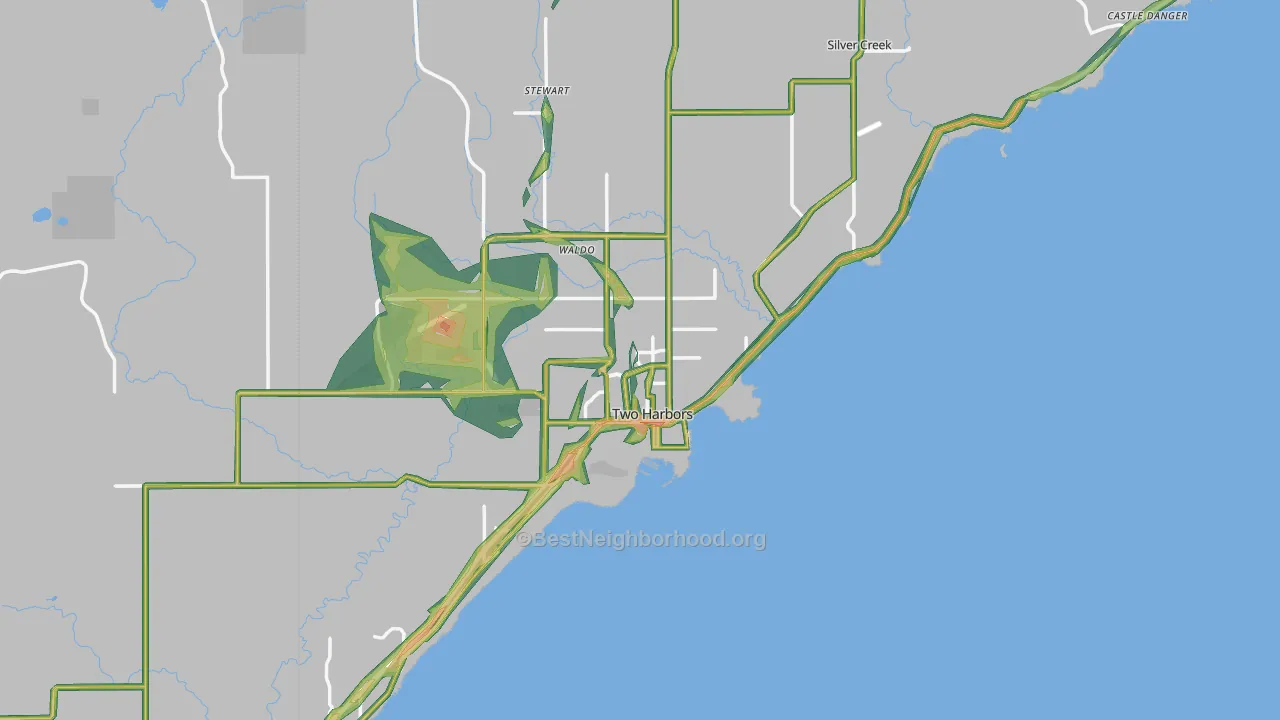 Two Harbors, MN Map of Noise Levels in Two Harbors