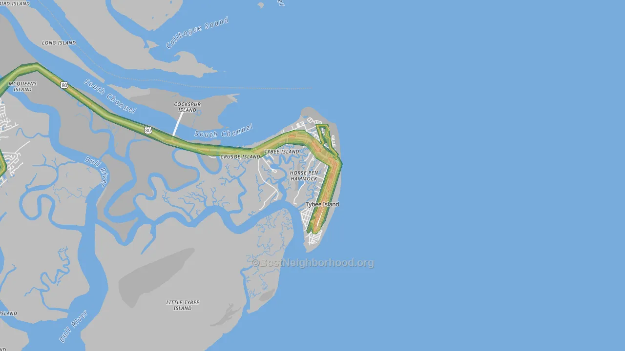 Tybee Island, GA Map of Noise Levels in Tybee Island