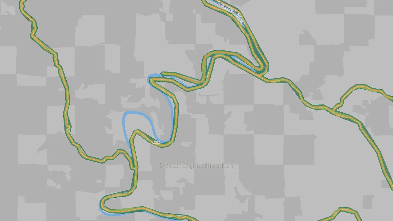 Tyee, OR Map of Noise Levels in Tyee