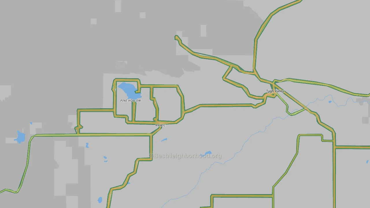 Tygh Valley, OR Map of Noise Levels in Tygh Valley