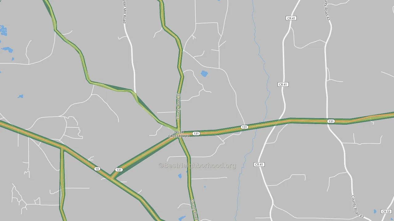 Tyler Crossroads, AL Map of Noise Levels in Tyler Crossroads