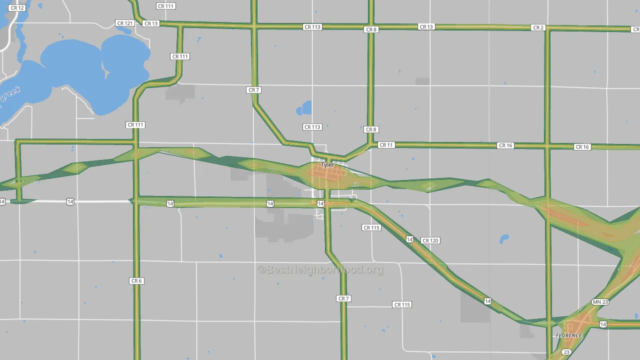 Tyler, MN Map of Noise Levels in Tyler