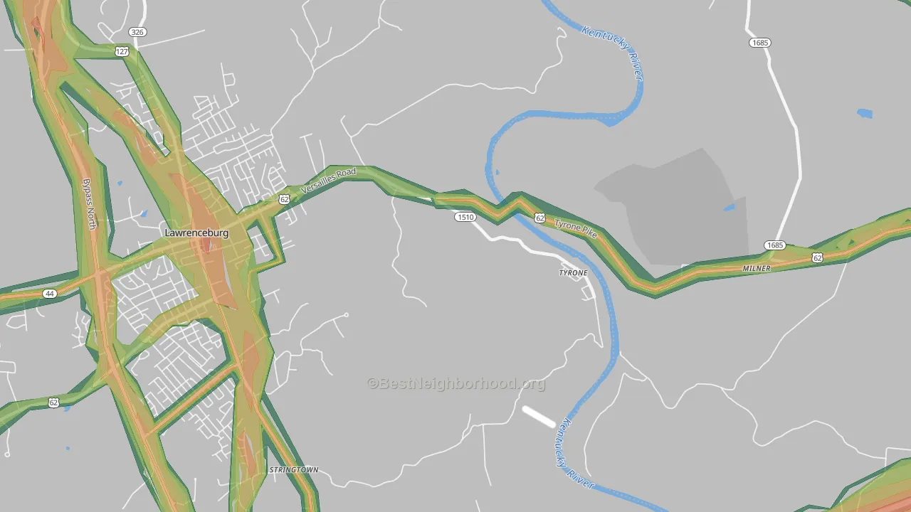 Tyrone, KY Map of Noise Levels in Tyrone