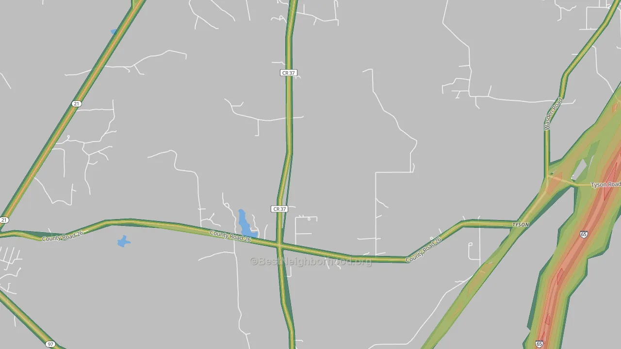 Tyson, AL Map of Noise Levels in Tyson