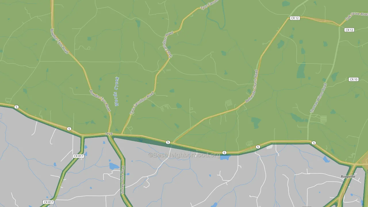 Tyus, GA Map of Noise Levels in Tyus