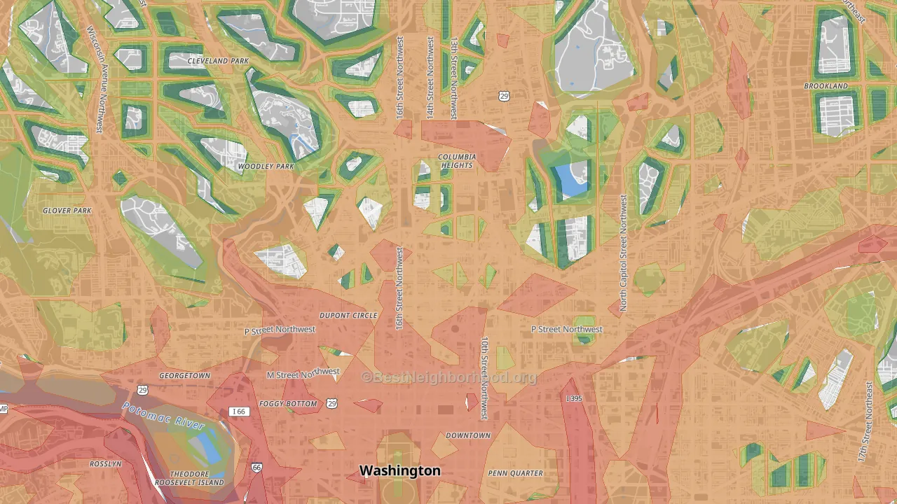U Street Corridor, Washington, DC Map of Noise Levels in U Street Corridor