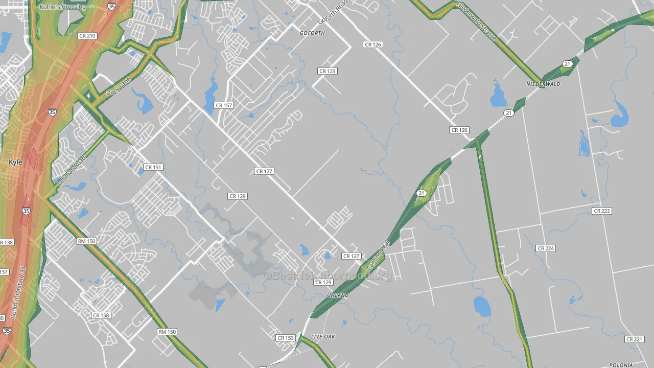 Uhland, TX Map of Noise Levels in Uhland