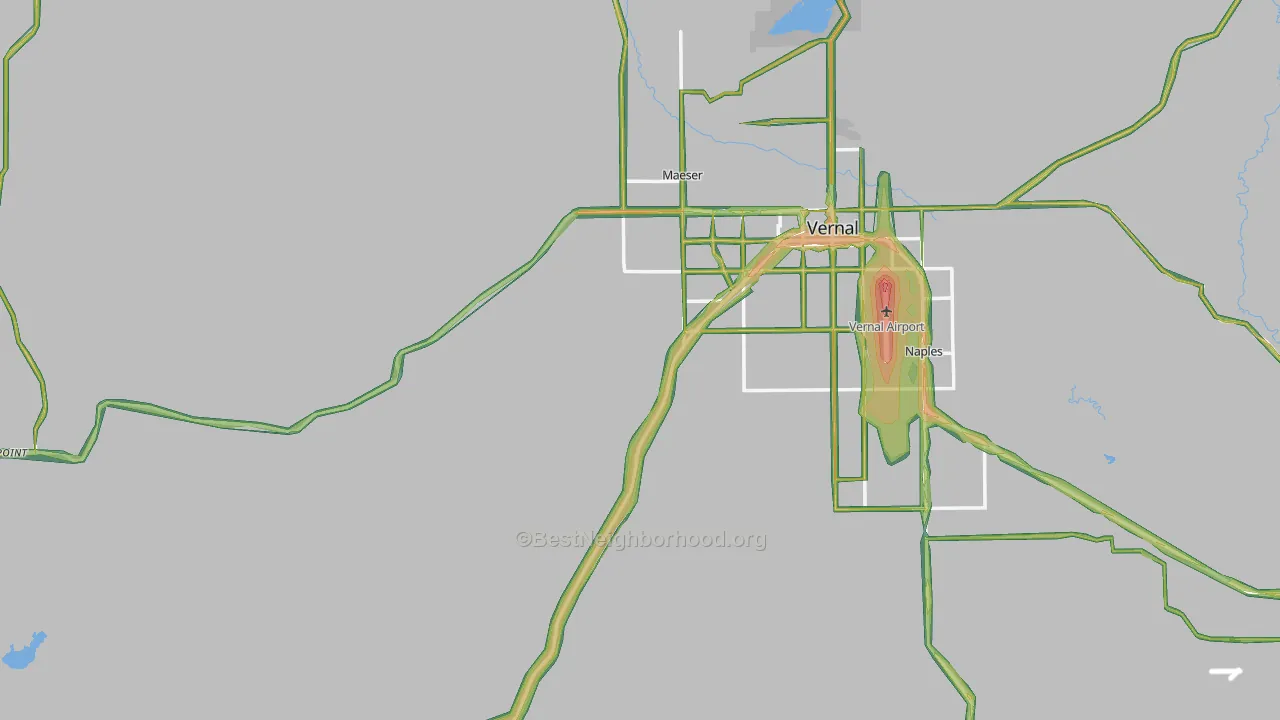 Uintah County, UT Map of Noise Levels in Uintah County