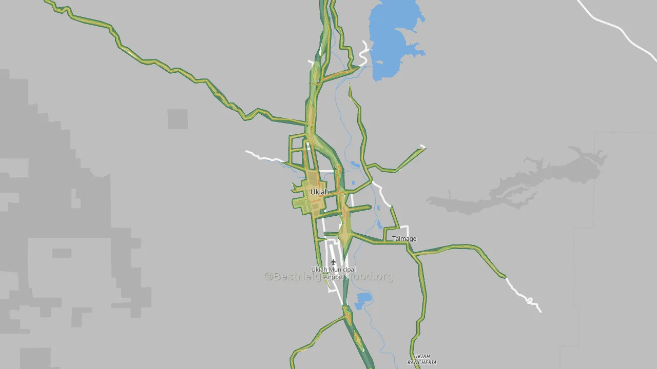 Ukiah, CA Map of Noise Levels in Ukiah