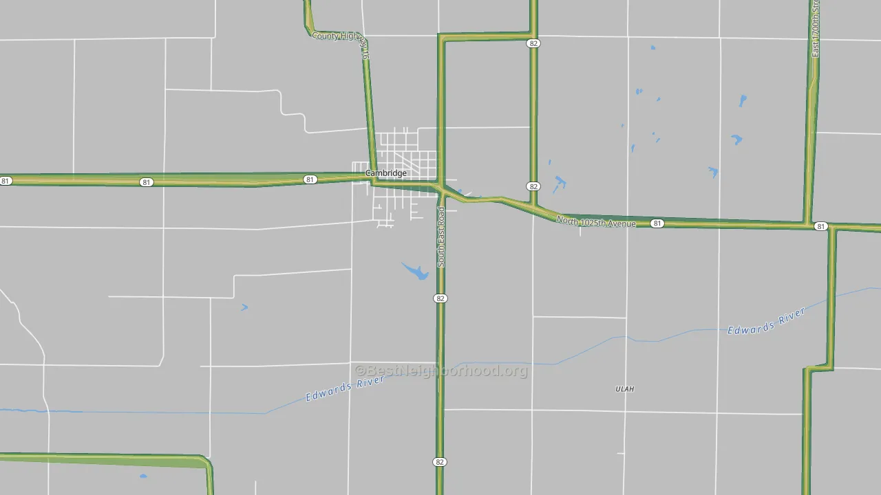Ulah, IL Map of Noise Levels in Ulah