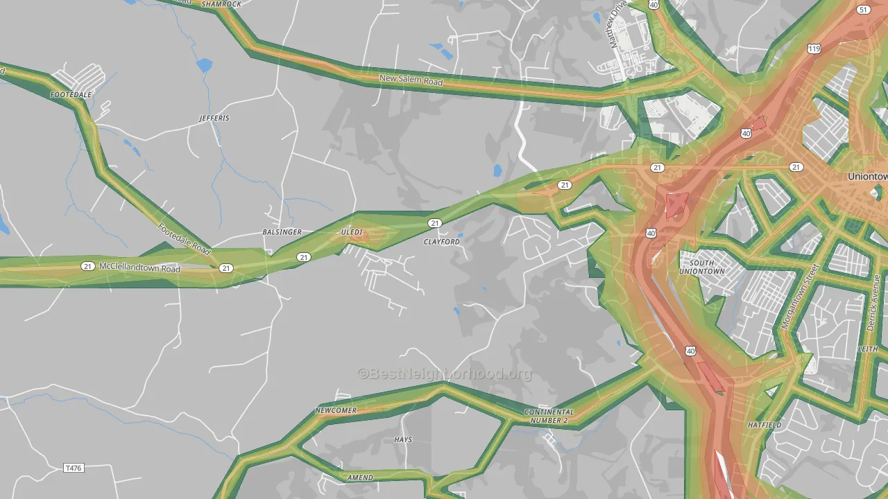 Uledi, PA Map of Noise Levels in Uledi